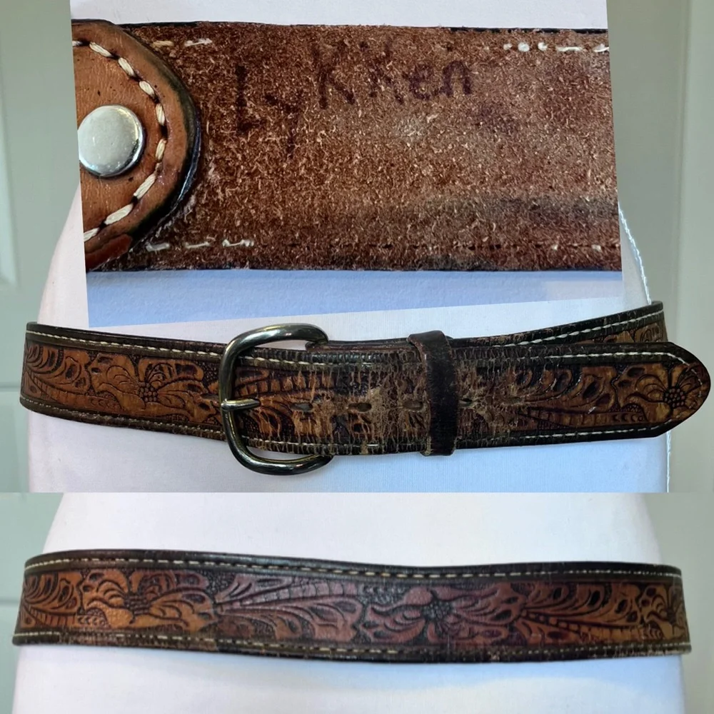 “Lykken” Aged, Well Loved Western Tooled Belt that needs to be Rocked by You!!!